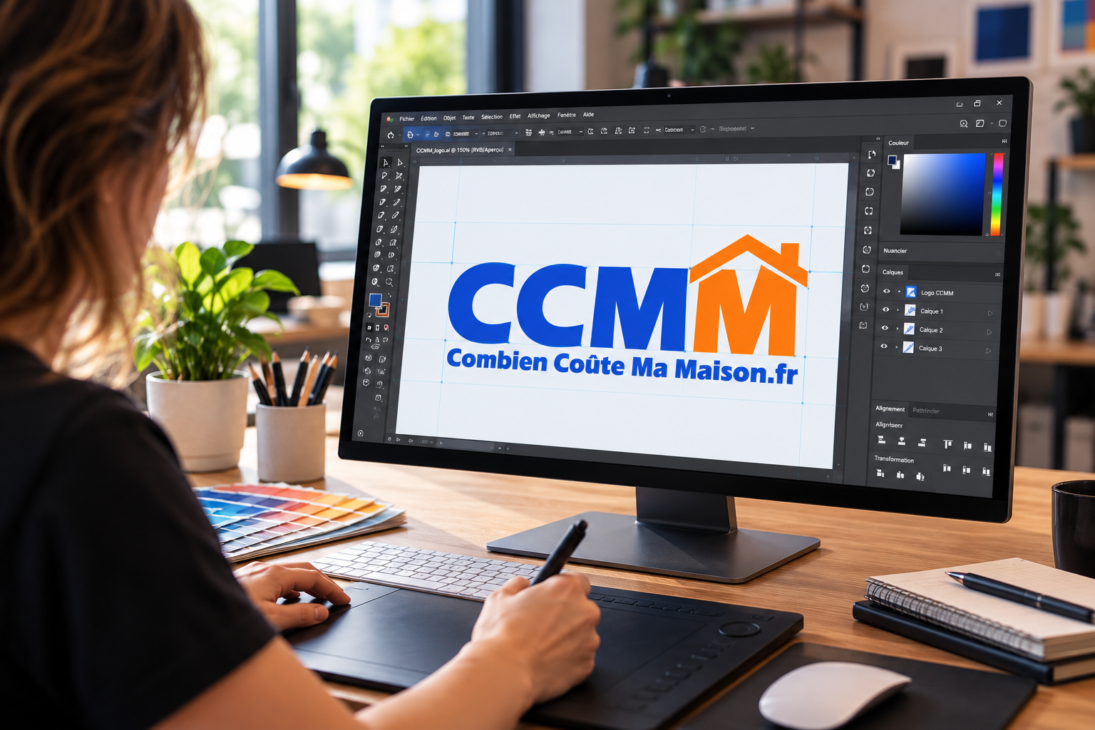 Créatrice au travail sur le logo CCMM (1) Visuel Groophic