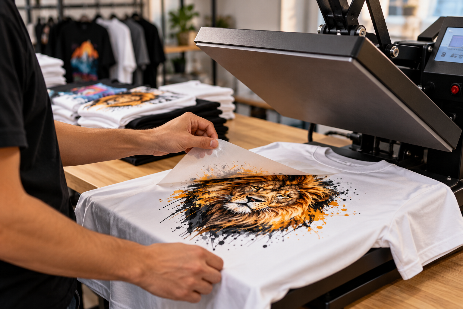 Impression d’un lion flamboyant sur t-shirt Visuel Groophic