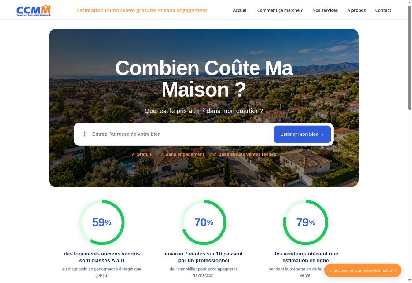 Aperçu du site Combien coûte ma maison