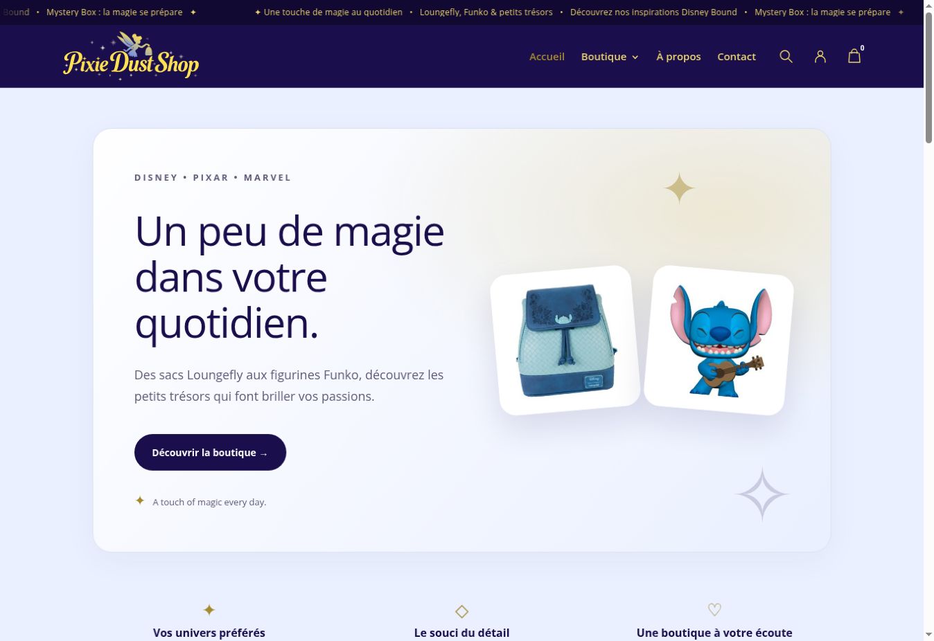 Aperçu du site Pixie Dust Shop